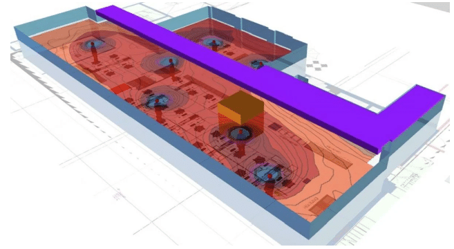calculation of noise in a working area