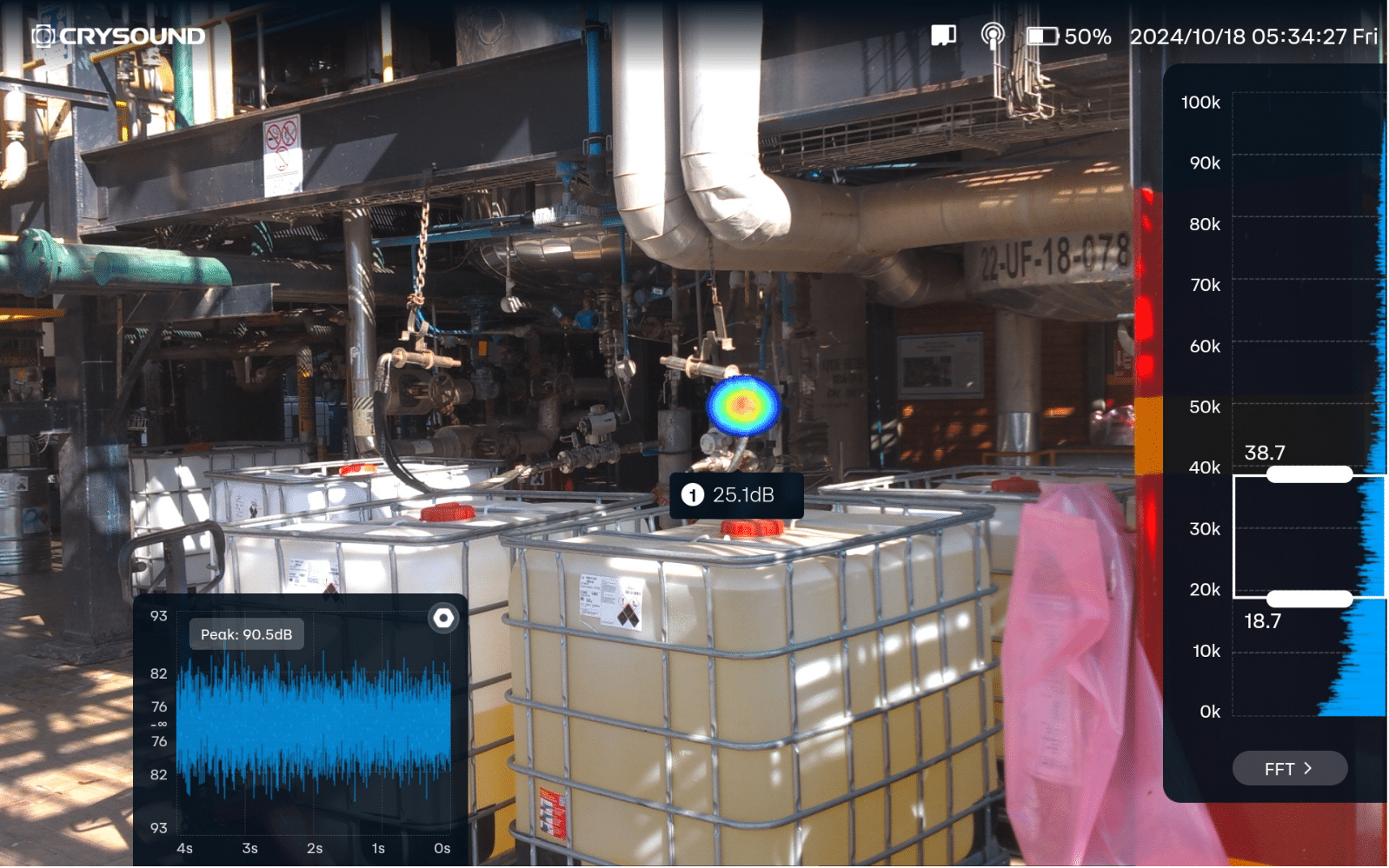 CRY 8124 being used to detect a gas leak from a distance in a plant